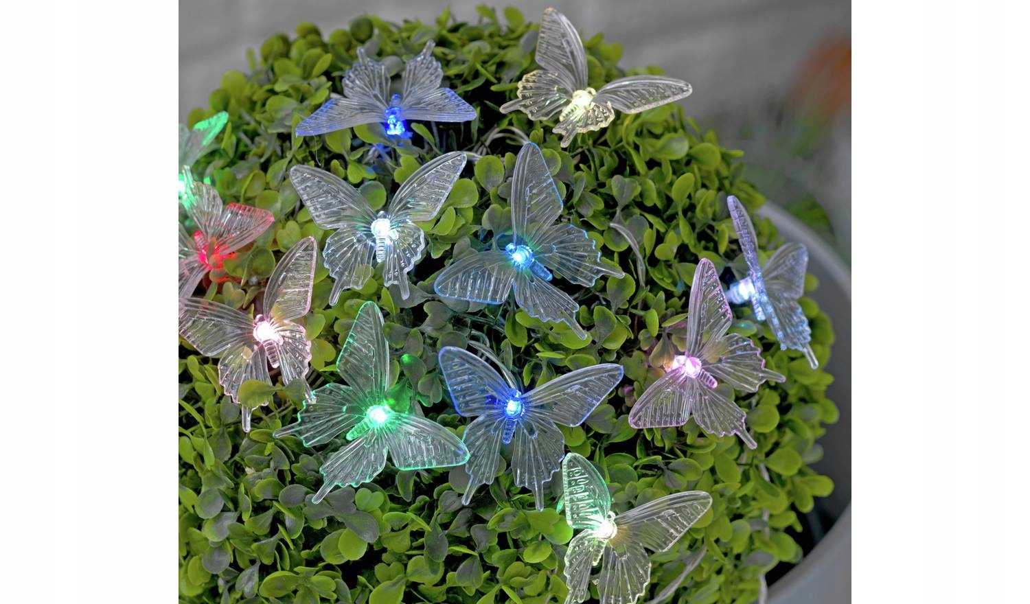 Vonkajšia dekoračná reťaz GIRLANDA - Sada 20 LED svietidiel Solárne motýľ Dekoratívne