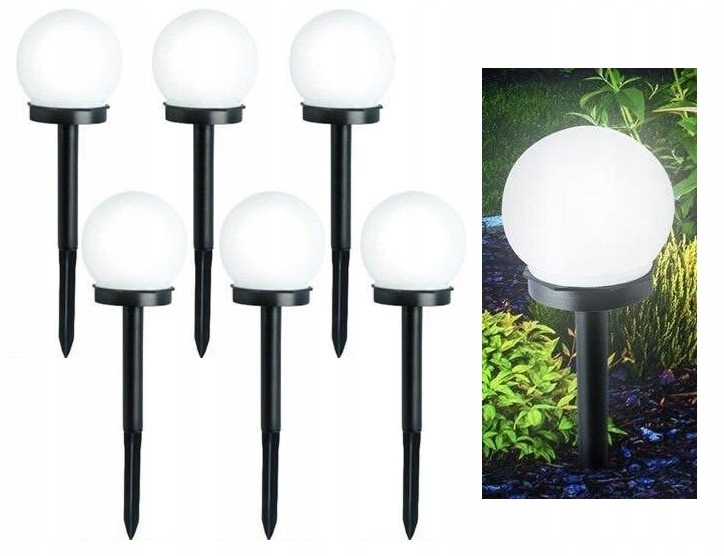 Solárne svietidlá - Sada 6ks záhradné lampy LED solárne gule 10cm