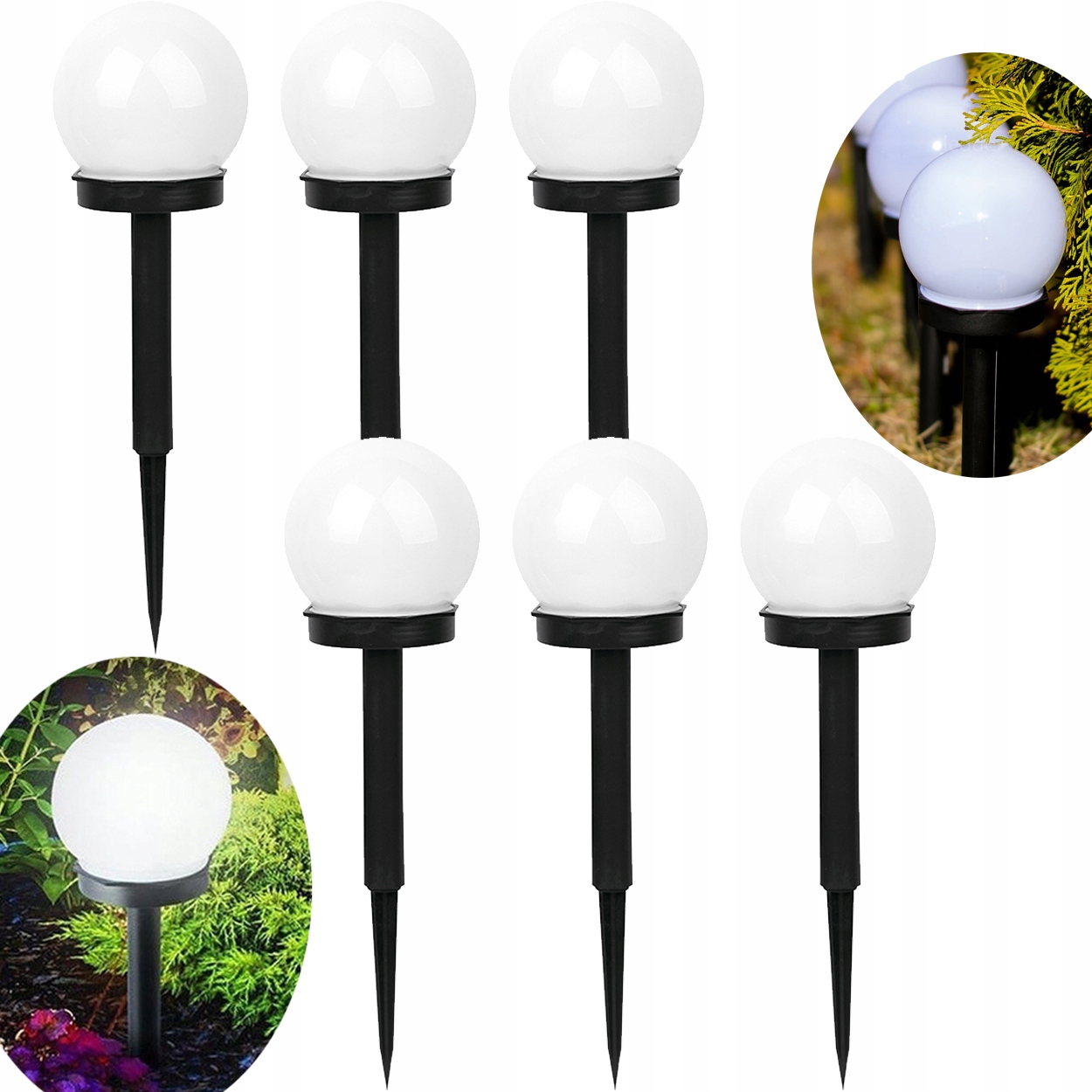 Solárne svietidlá - Nastaviť 6x záhradné lampy LED solárne biela guľa 10
