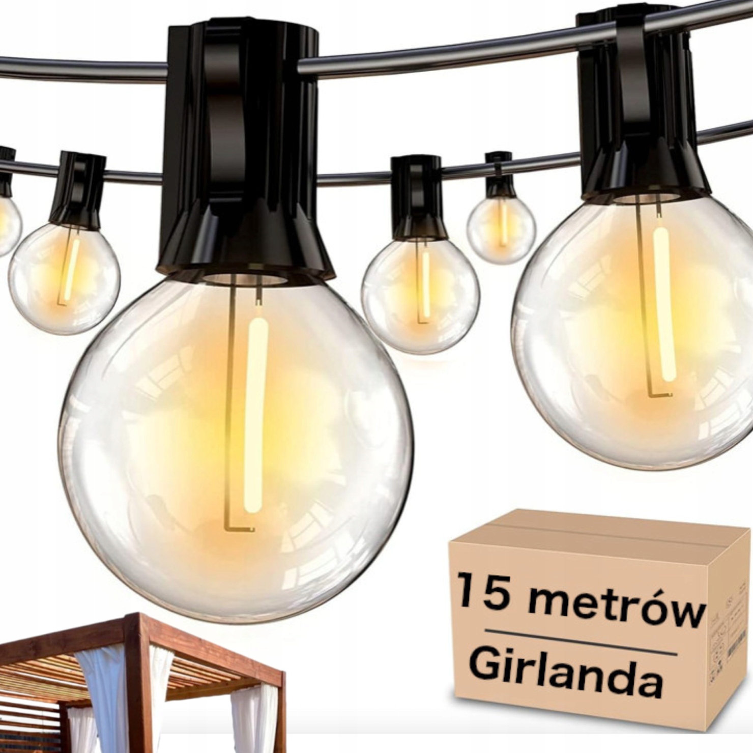 Girlanda 1500 cm sieť + 2× E27 LED ŽIAROVKA 1W Pre Edison Garland
