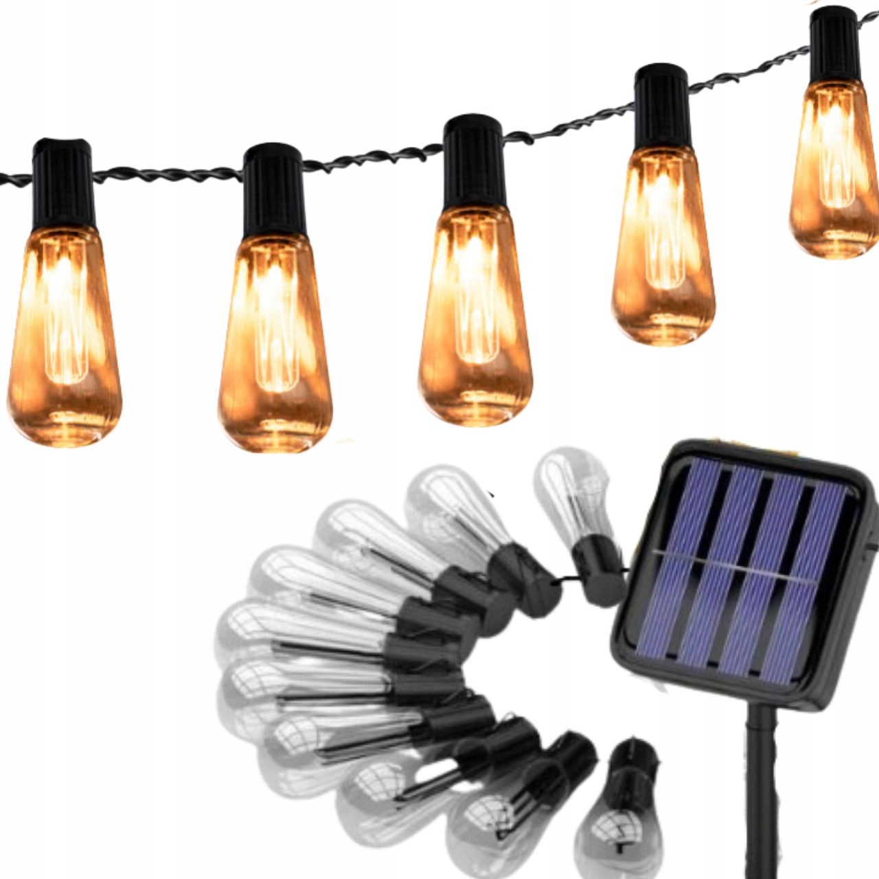 Solárna lampa, čierna, 7 cm, 20 ks.