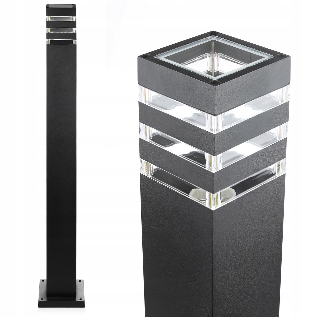Štvorcový stĺp osvetlenia Interlook E27, 89 cm, čierny