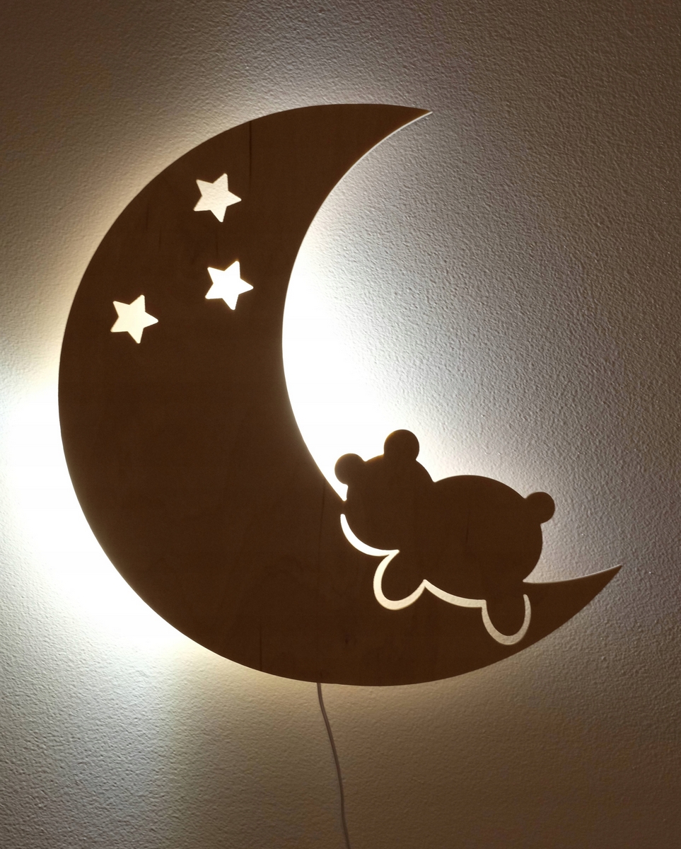 Detská drevená lampa LED mesiac BEAR HIT!