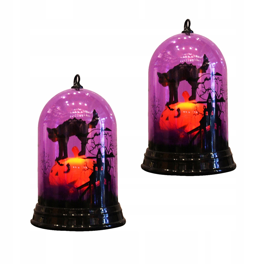 2 ks Halloweenská mačka so vzorovanou farbou lampy, ktorá sa mení