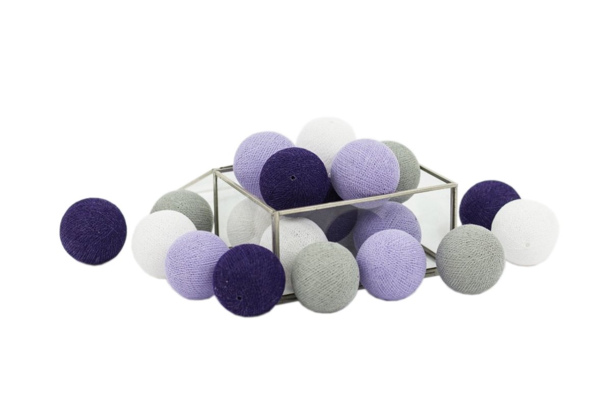 Žiariace bavlnené guličky PURPLE FOG 10 guličiek
