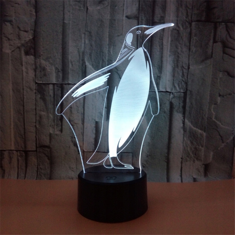 Diaľkové ovládanie dotykovým / 3D tučniakom so 7 farbami na nočnú lampu