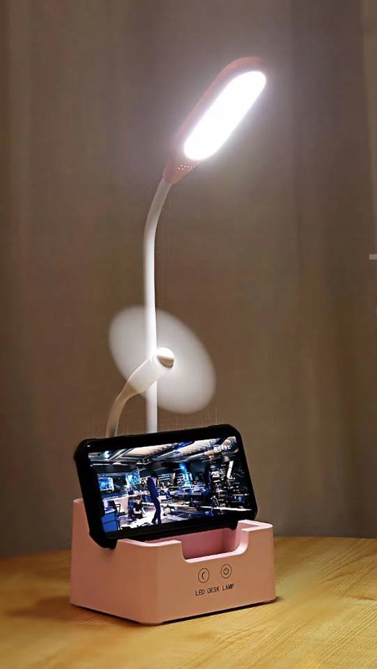 LED stolová lampa s ventilátorom a organizérom