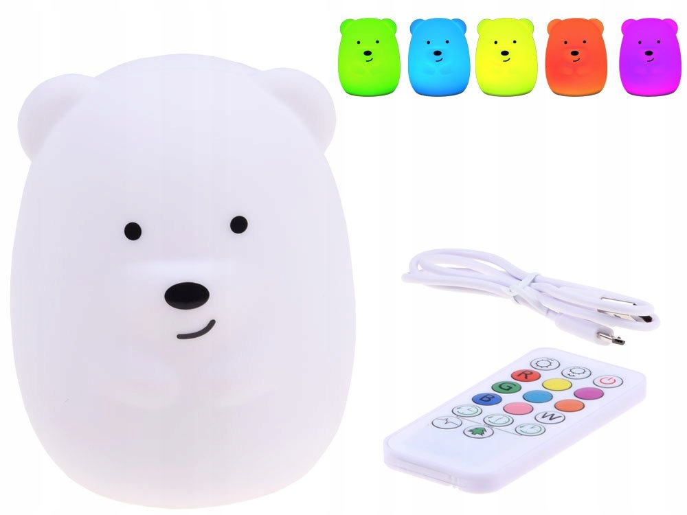 Silikónové LED nočné lampičky Teddy Bear + diaľkové ovládanie