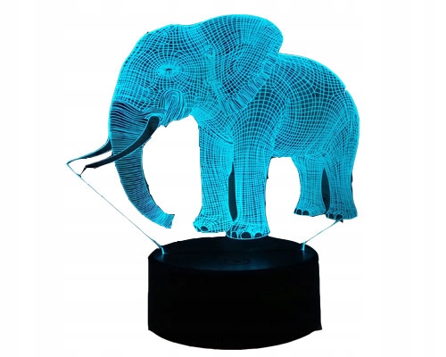 Slonia nočná lampa pre deti, 3D osvetlenie