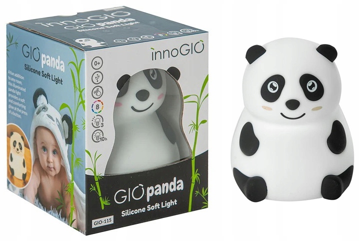 InnoGIO Nočná lampa PANDA, 8 farieb s dotykom