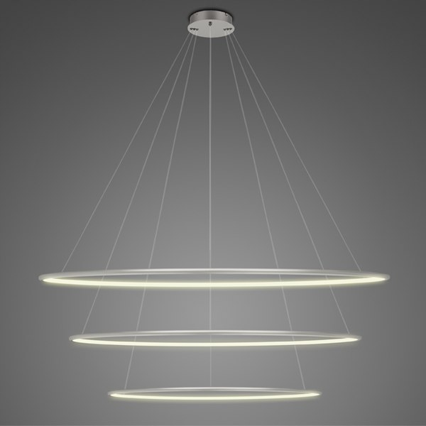 Závesné svietidlo LED Circles č.3 Φ120 cm v 3k striebre