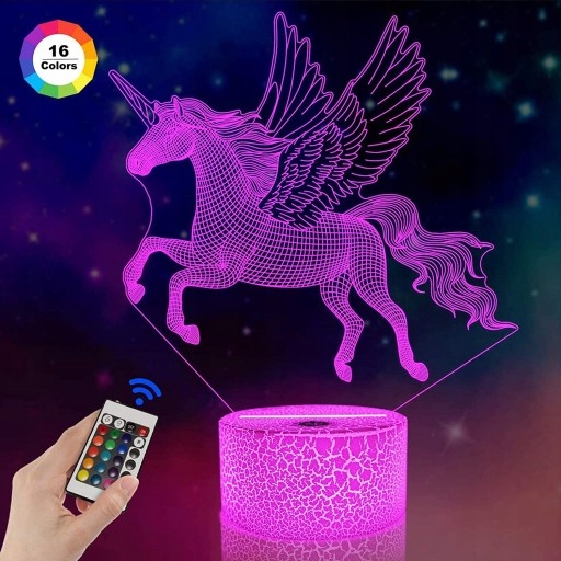 Dotykové diaľkové ovládanie Unicorn s 3D nočným svetlom