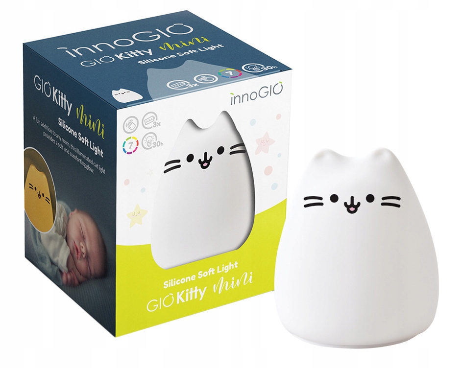 Mäkká nočná lampa INNOGIO KITTY MAXI 7 FARIEB