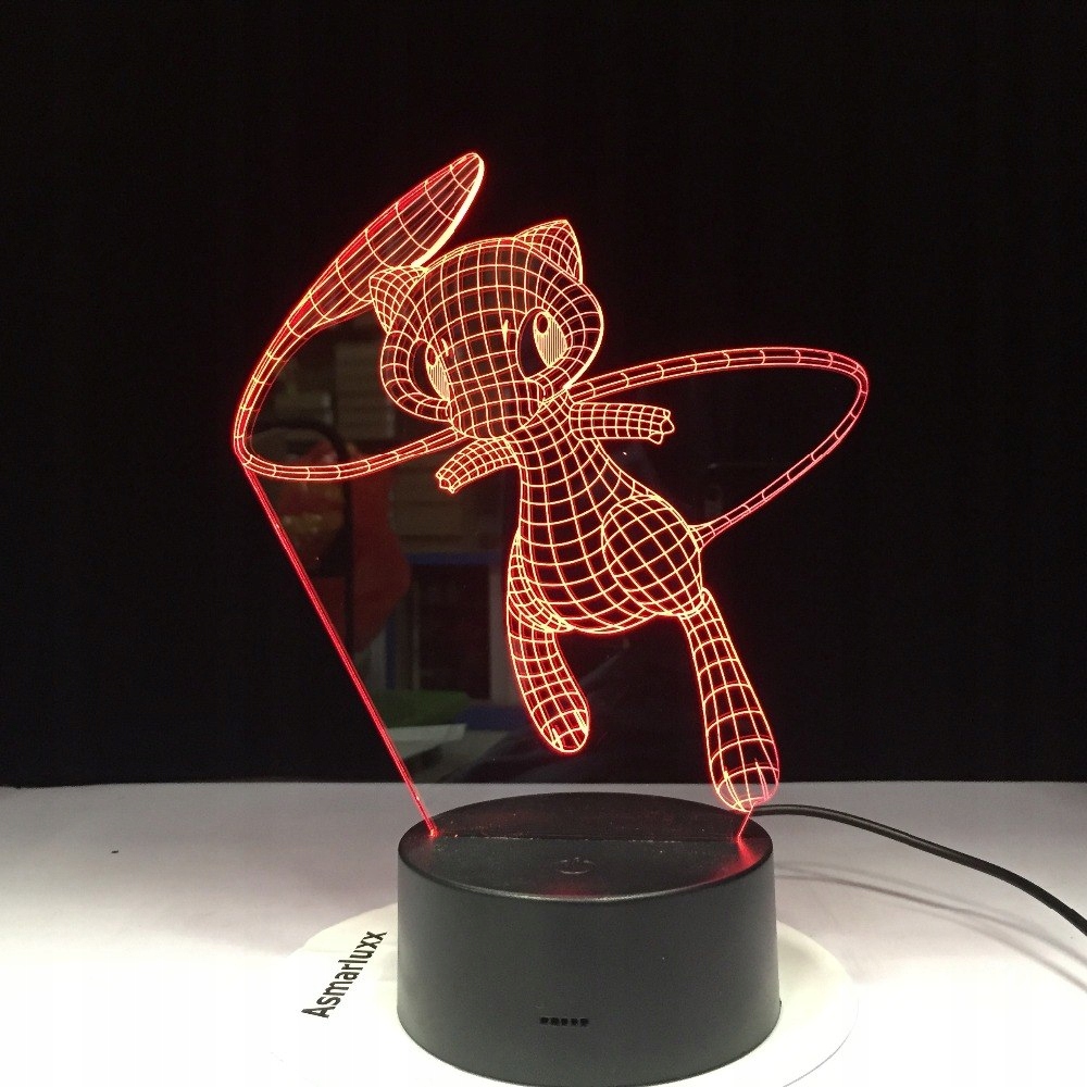 Nočná lampa 3D MEW 7 farieb Pokemon GO + diaľkový ovládač