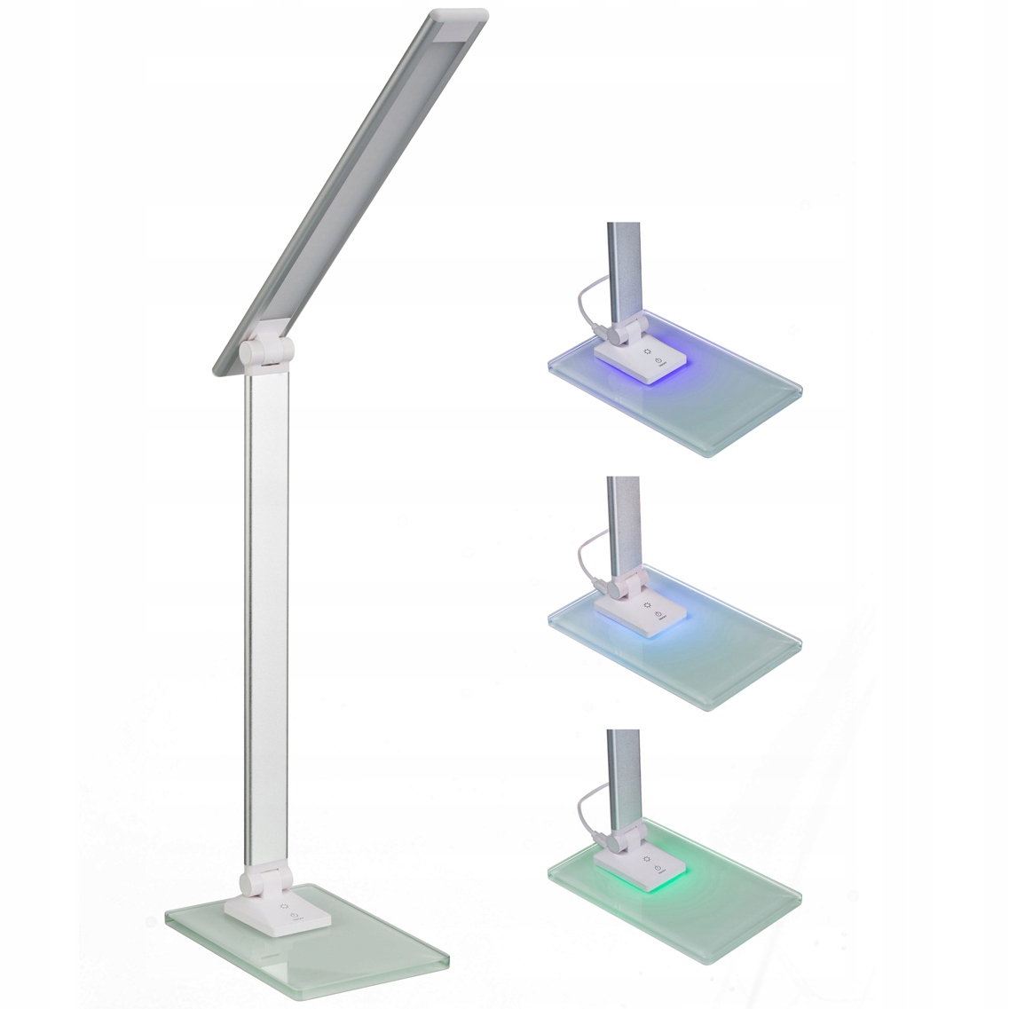 Sklenená stolná lampa s dlhým sklom RGB