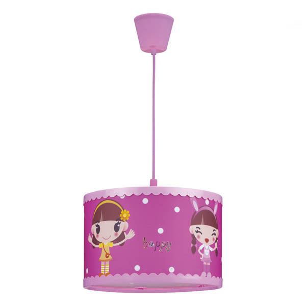 Ružová prívesná lampa na luster pre deti