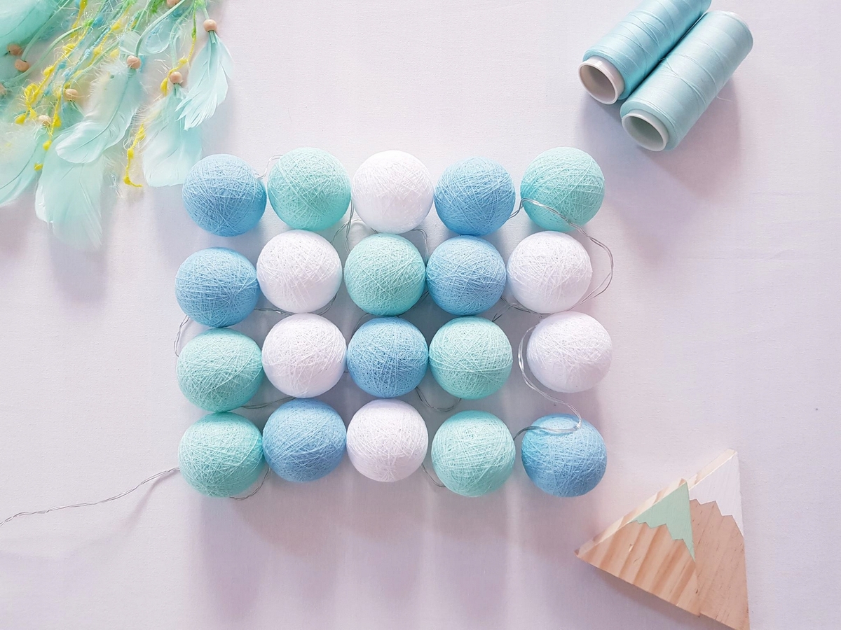 Originálne COTTON BALLS20 Mint Blue LED guličky