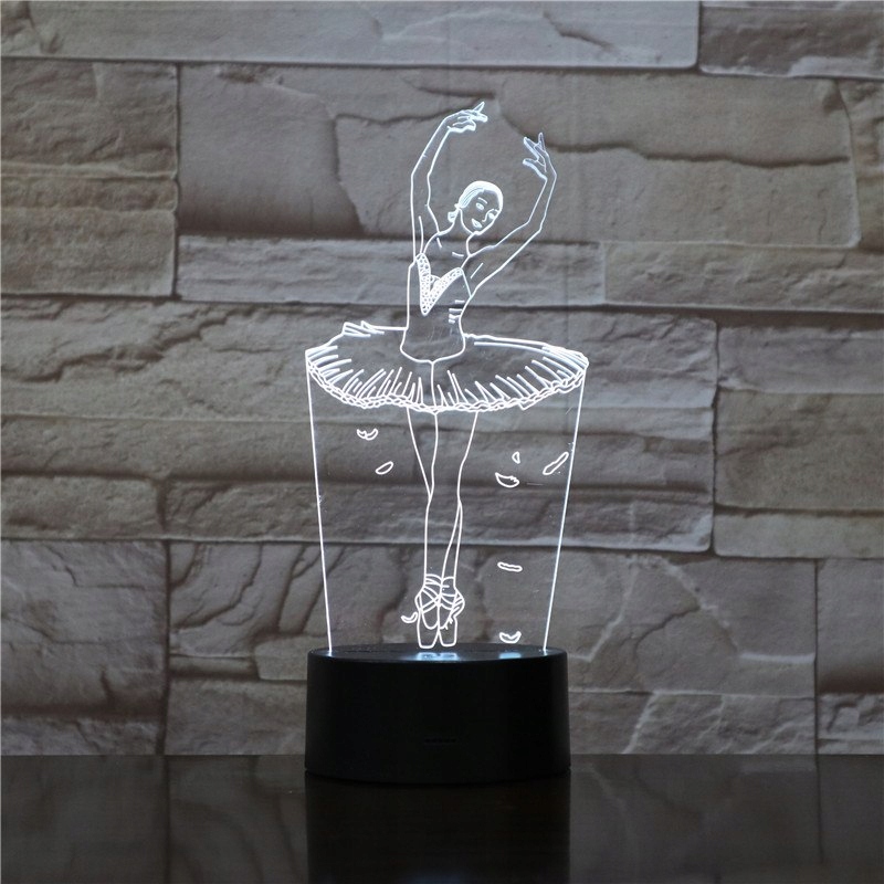 Nočná lampa 3D. BALETA TERAZ 7farebný baletný tanec