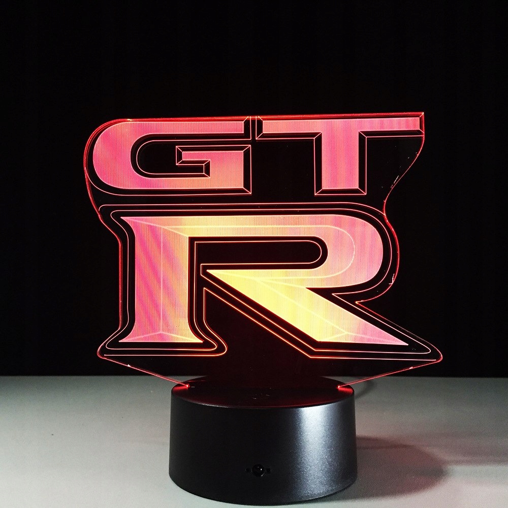 Nočná lampa 3D GTR 7 farieb, motorizácia Nissan