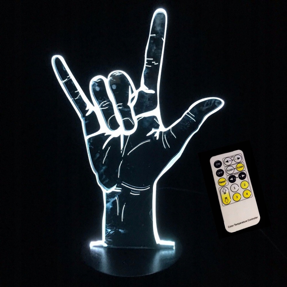 Nočná lampa 3D I LOVE ROCK AND ROLL 7 farieb