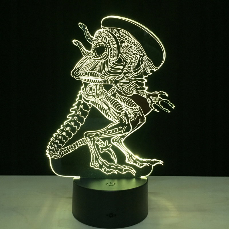Nočná lampa 3D ALIEN VS PREDATOR 7 farieb Alien