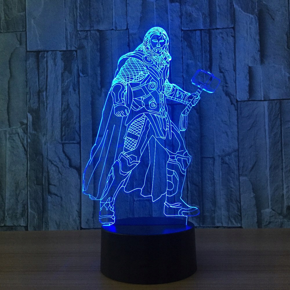Nočná lampa 3D THOR 7 farieb Marvel Avengers