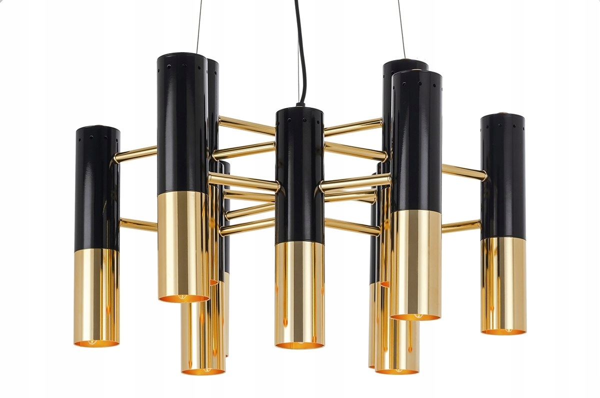 Závesná lampa LUNETTE čierna a zlatá - kovová