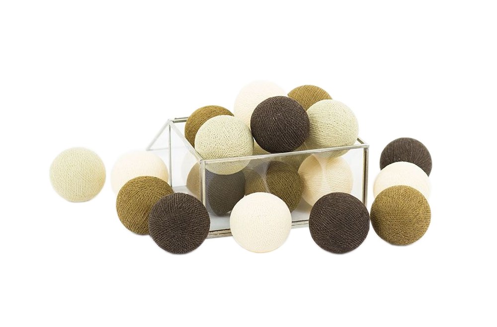 Žiarové guličky Bavlnené guličky CHOCOLADOVE 10 guličiek