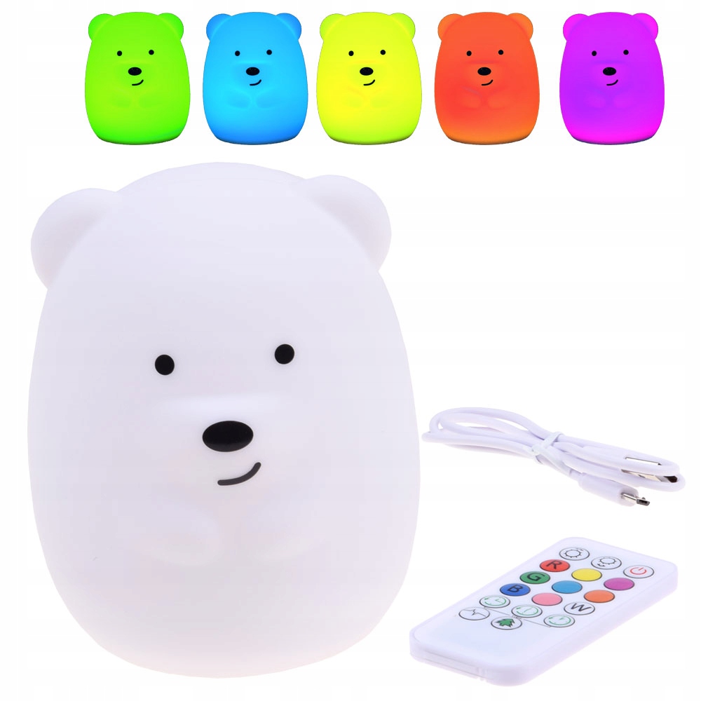 Silikónové LED nočné lampičky Teddy Bear + diaľkové ovládanie ZA3294