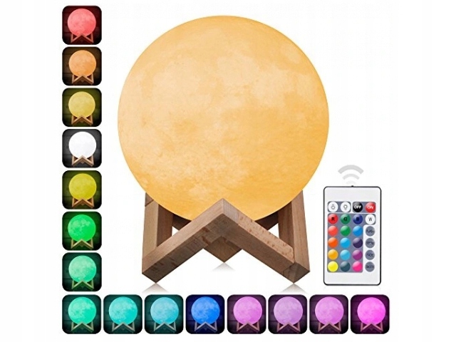 MOON LIGHT 3D RGB LAMPA 16farebná 14 CM PILOT