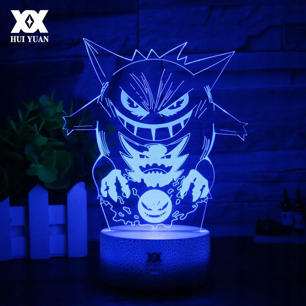 Nočná lampa 3D Gastly Haunter Gengar Pokémon GO