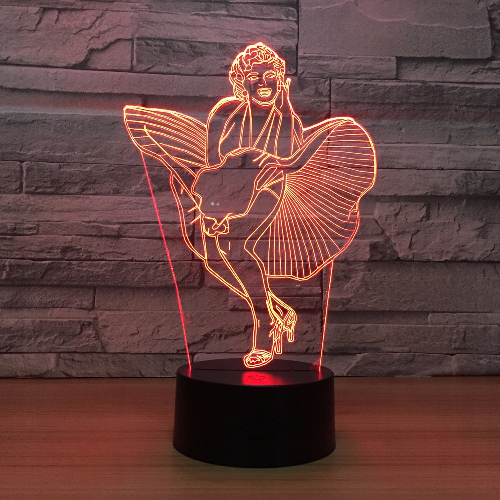 Nočná lampa 3D MARILYN MONROE 7 farieb