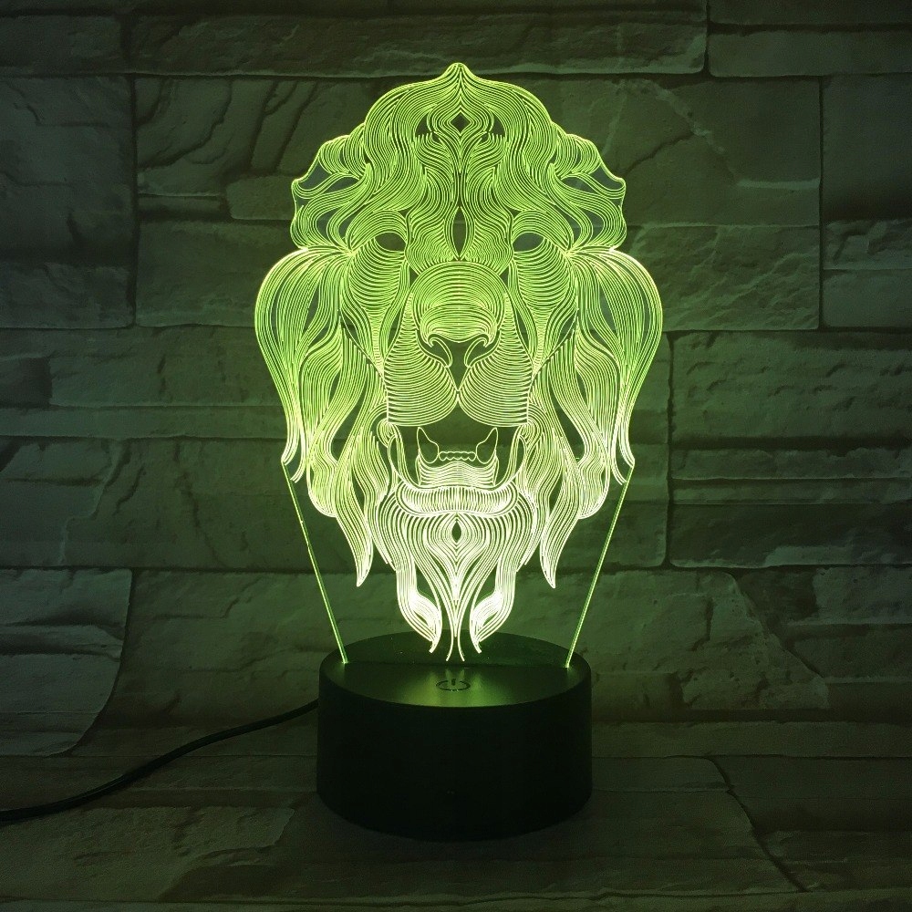 Nočná lampa 3D LION 7 farieb Zvieratá hriva