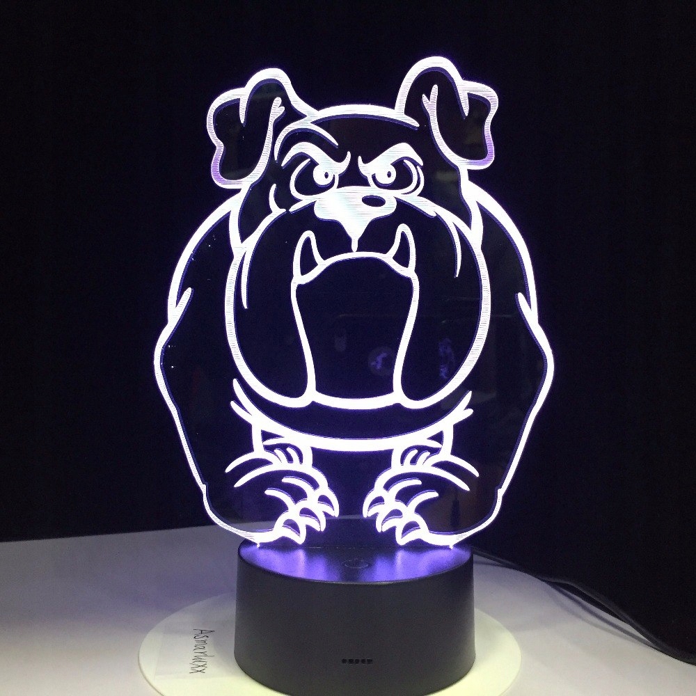 Nočná lampa 3D BULDOG 7 farieb Psie zvieratá