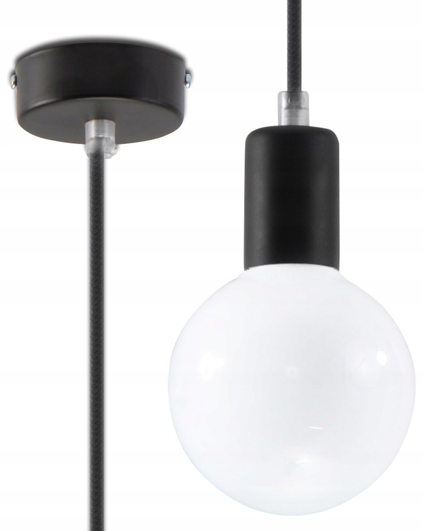 Čierna závesná lampa EDISON