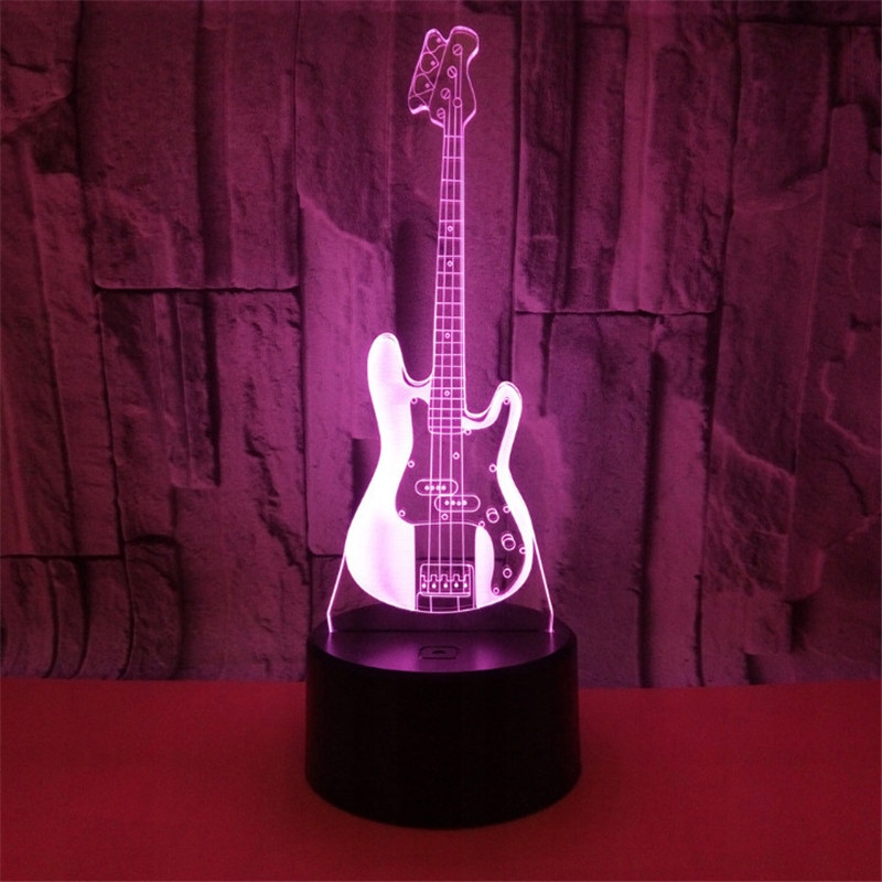 Dotykové / diaľkové ovládanie 7-farebné gitarové 3D nočné svetlo