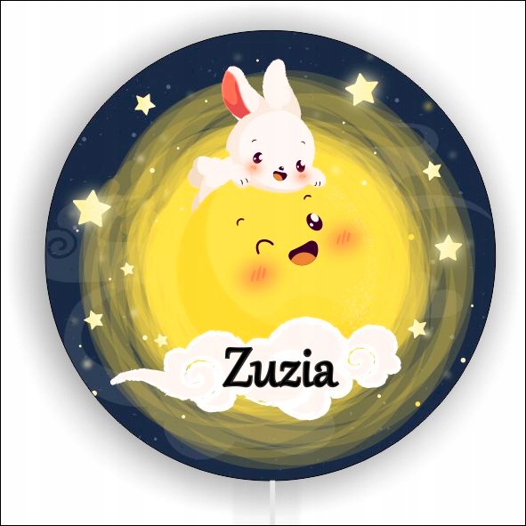Nočná lampa MOON WITH A BUNNY, mraky, meno