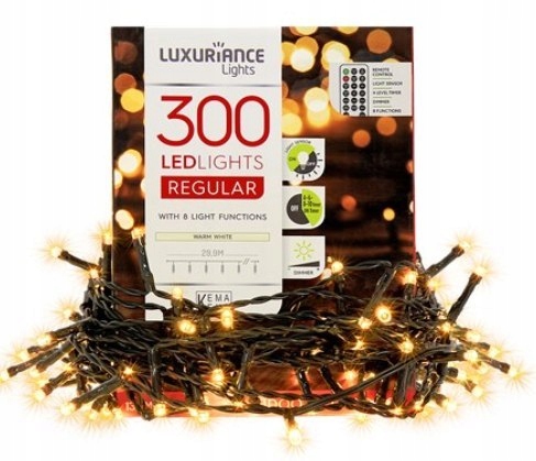 Vianočné osvetľovacie lano 300 teplých bielych LED svetiel