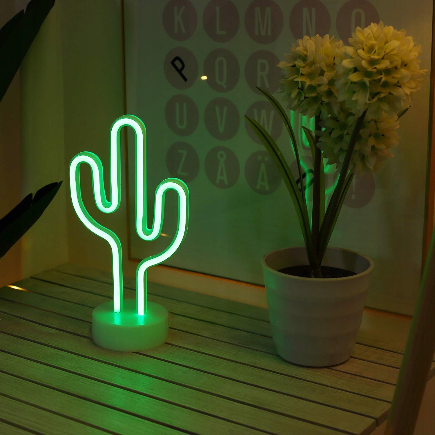 NEON LAMP CACTUS NIGHT DESK ZELENÁ LAMPA