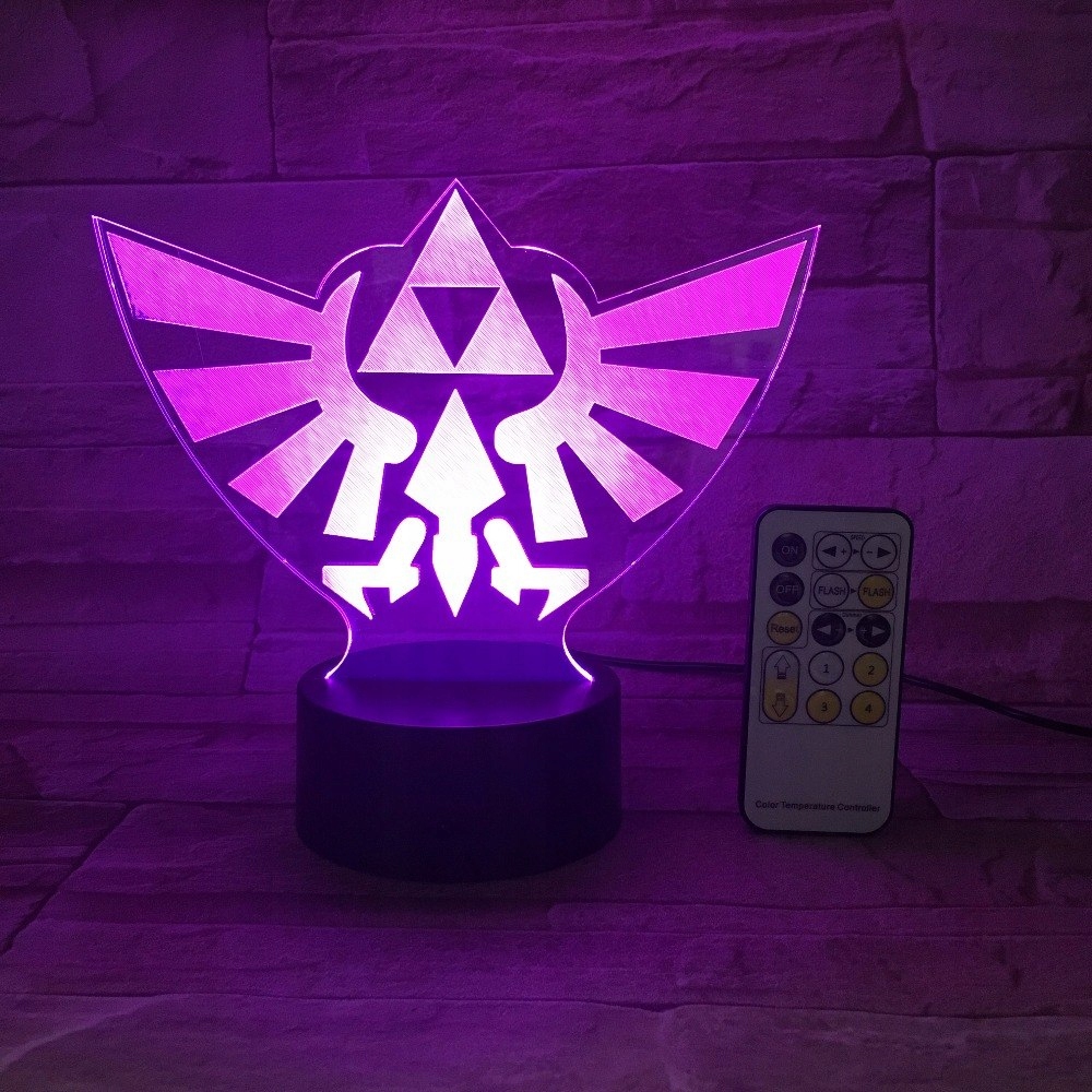 3D LEGENDA ZELDY 7 Kolorów lampa + Diaľkové ovládanie
