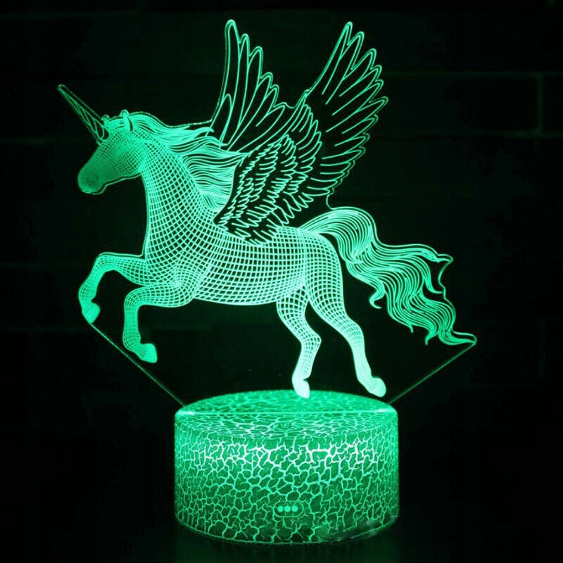 7 farebných 3D nočných žiaroviek Animal Unicorn