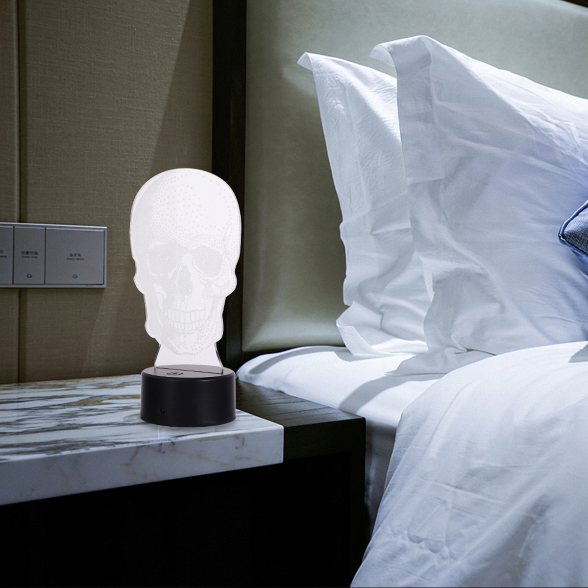1PC Lebka 3D nočné svetlo Farebná dekorácia nočnej lampy