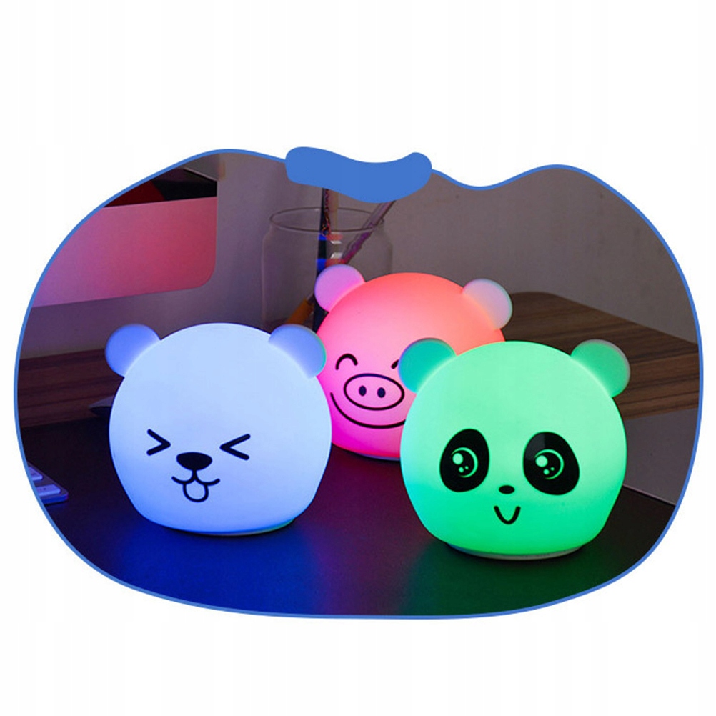 Nočná lampa v tvare pandy.Farebný silikón