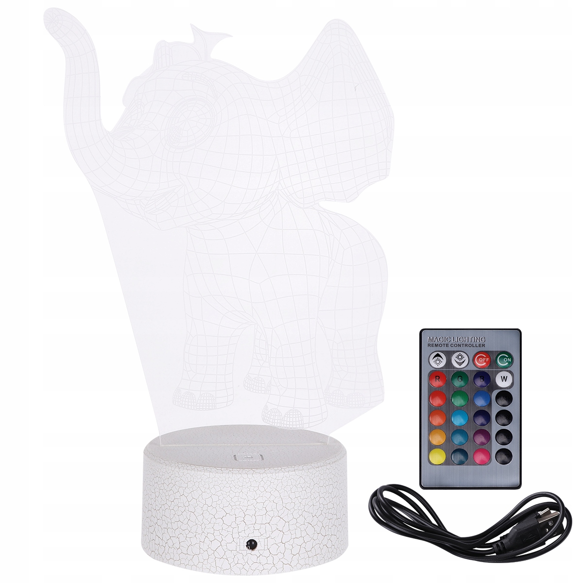 Kreatívna lampa Malý slon 3D nočná lampa plk