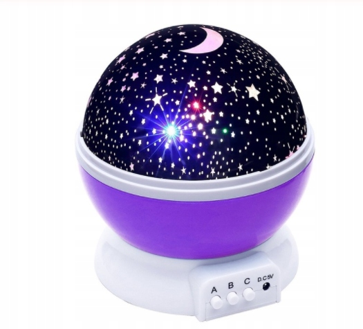 Rotujúca nočná lampa, projektor s 360. hviezdnou oblohou