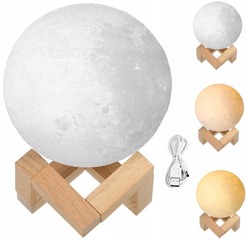 NOČNÉ SVETLO MESIAC 3D MOON SVETLO 3 REŽIMY FARBY