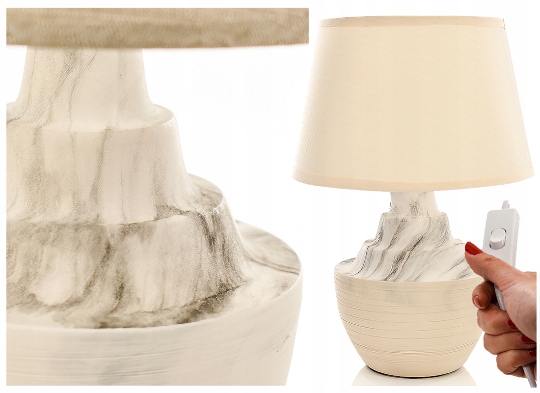 Nočná lampa so vzorom BEIGE Marble.Keramika